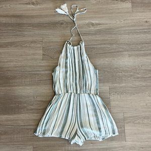 Striped High Neck Romper
